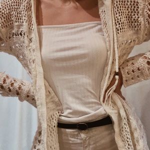 Off-white hip length sweater w hood